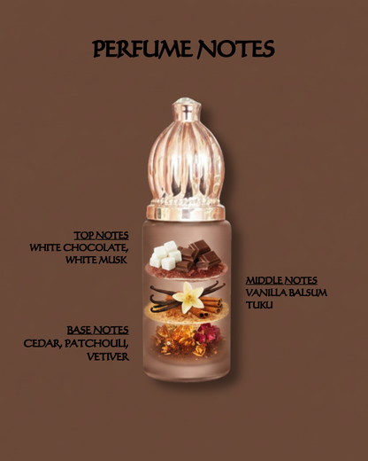 Choco Lust Attar – Long Lasting Pure Oil Infused Chocolate, Amber & Vanilla Gourmand Perfume