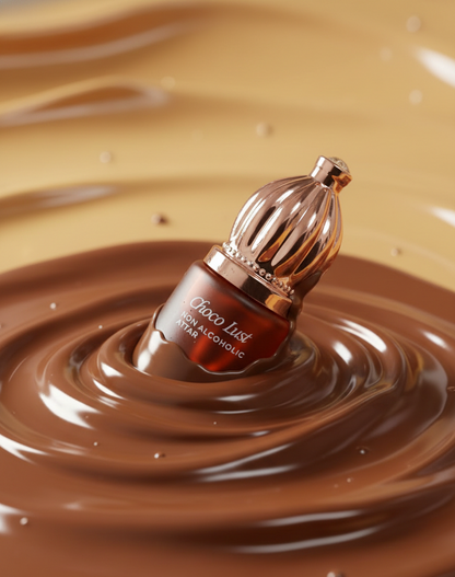 Choco Lust Attar – Long Lasting Pure Oil Infused Chocolate, Amber & Vanilla Gourmand Perfume