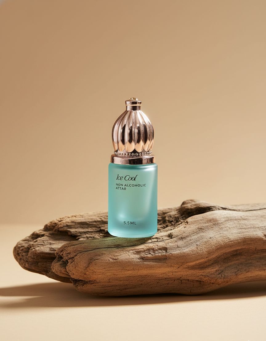 Ice Cool Attar – Long Lasting Pure Oil Infused Aqua Fresh Mint, Green Apple & Bergamot Perfume